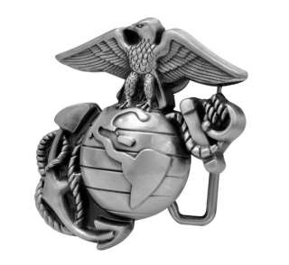 Classic Pewter Marine Corps Eagle Globe Belt Buckle Military  