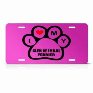  Glen Of Imaal Terrier Dog Dogs Pink Animal Metal License 