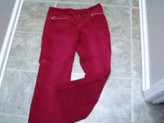 Ann Taylor Loft Red Corduroy Slacks Size 10 Zip Pockets  