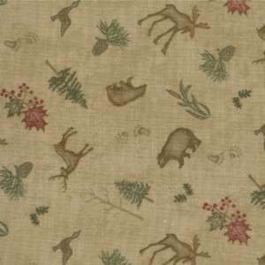 MODA Fabric HOLLY TAYLOR CLASSICS Forest Animals / Sand   by the 1/2 