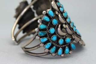 Vintage ALICE QUAM? Zuni LONE MTN Turquoise Silver CLUSTER Bracelet 3 