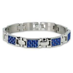  Titanium Bracelet with Blue Carbon Fiber 7.75in Jewelry