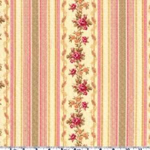   Bovary Floral Stripe Vintage Fabric By The Yard Arts, Crafts & Sewing