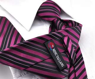   silk Jacquard woven Mens Tie Necktie set Pink Cufflinks Hanky  