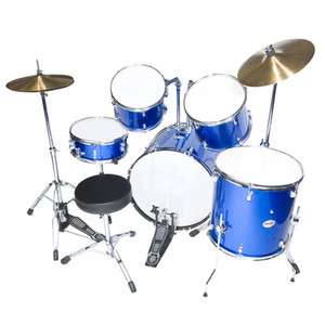 NEW 5 PIECE COMPLETE DRUM SET +CYMBAL+STOOL ~BLUE  