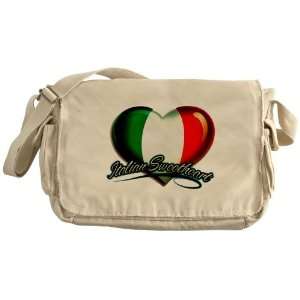    Khaki Messenger Bag Italian Sweetheart Italy Flag 