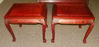 Pair Rosewood Carved Side Tables End Tables (TKC)  