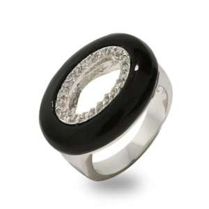  Black Onyx Oval CZ Right Hand Ring   Clearance Final Sale 