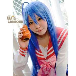 Lucky Star Izumi Konata Long Straight Blue Cosplay Beautiful Hair Wig 