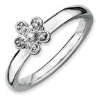   rings Sterling Silver Stackable Expressions Flower Diamond Ring Size 6