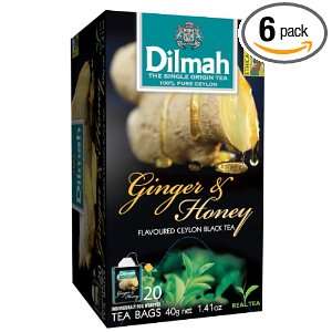 Dilmah Fun Teas, Ginger and Honey, 3.20 Ounce Boxes (Pack of 6 