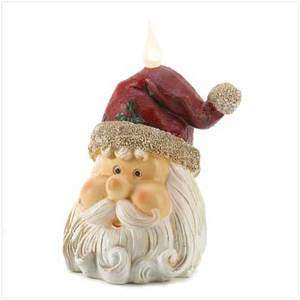 Santa Claus Flameless Faux Candle LED Light Up Statue Christmas  