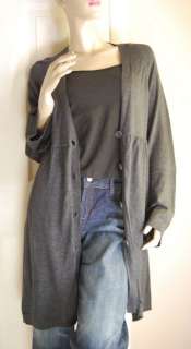 MAX STUDIO Gray Duster Cardigan Sweater Tunic Dress L  