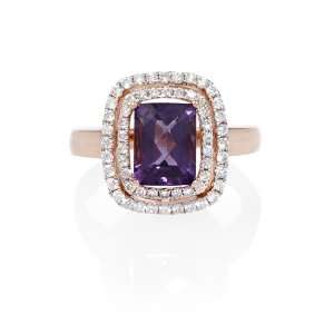  Diamond and Purple Amethyst 18k Rose Gold Ring Jewelry