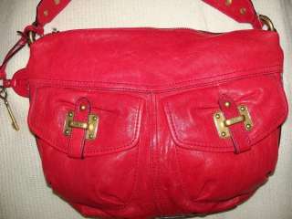 NWT FOSSIL Ginger Red Leather Hobo Shoulder Purse Bag  