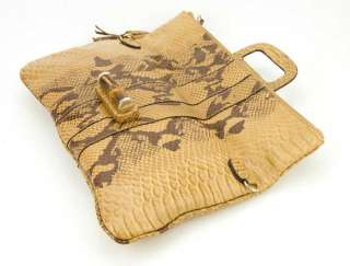  Clutch Handbag Fold Over Python Snake Fringe Purse Shoulder Bag  