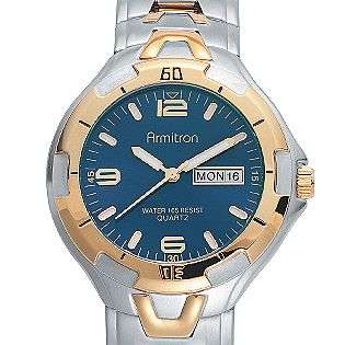 Armitron Mens Calendar Watch with Round Blue Dial & Stainless Steel 