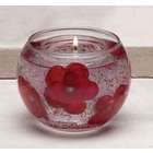   of 4 Natures Spa Gel Silk Flower Candles   Red Bloom Rose Scented