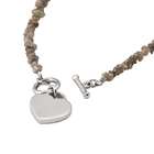  Sterling Silver Diamond Chip Heart Charm Bracelet
