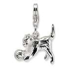   Sterling Silver 3 D Polished Kitten & Ball w/Lobster Clasp Charm