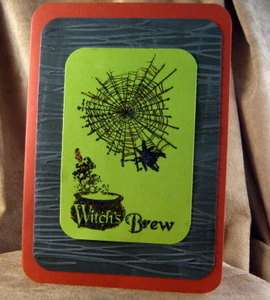 Handmade Greeting Card   Halloween   Witchs Brew Note Card  