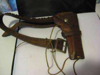   Geo. Lawrence Cowboy Western Leather Gun Cartridge belt w/holster ammo