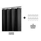 Watershed Satin Stripe with Hooks Shower Curtain in Black