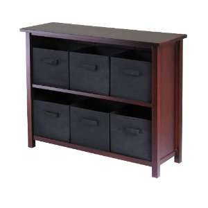  Winsome Wood Verona Wood 3 Tier Open Cabinet with 6 Black 