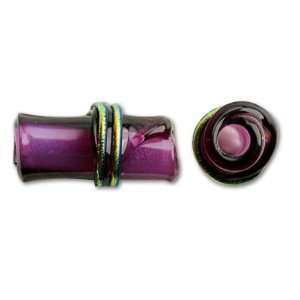  16x7mm Glass Bamboo Bead   Purple