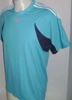 New Men Adidas Roland Garros Crew Neck Tennis Shirt Blue M  