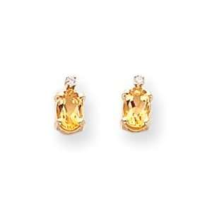  14k Diamond and Citrine Birthstone Earrings   JewelryWeb 