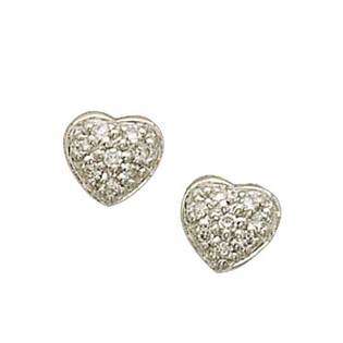   Heart Stud Earrings with Diamond Accents  Jewelry Gemstones Earrings