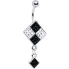 Body Candy Black Crystal Descending Diamond Belly Ring