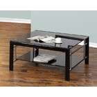 Powell Company Square Coffee Table with Black Glass Top in Black and 
