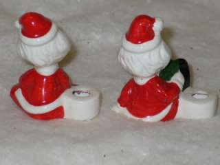Vintage Christmas Ceramic Santa Candle Holders Japan  