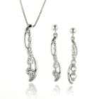 Lab Created White Sapphire Pendant and Earring Set in Sterling Silver