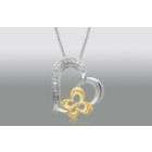 True Harmony Gold Over Silver Diamond Accent Butterfly Heart Pendant 