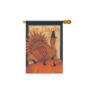  Give Thanks Turkey Decorative House Flag Patio, Lawn 