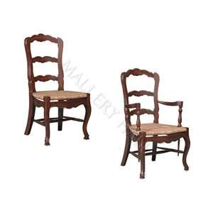 French Country Ladderback Arm And Side Dining Chairs  