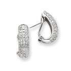 JewelryWeb 14k White Gold Diamond Omega Back Hoop Hinged Earrings