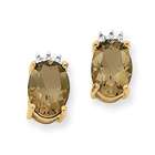 goldia 14k Gold Smokey Topaz & Diamond Post Earrings