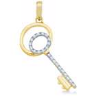 Jewels 10k Yellow Gold Pave Set Round Diamond Key to my Heart Pendant 