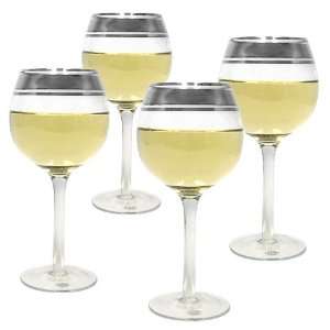  Colin Cowie Silver Trimmed Wine Glasses   Set of 4