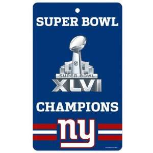 NFL New York Giants Super Bowl XLVI Champions 7.5 x 12 Sign 