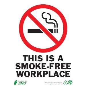 Zing Eco Safety Sign, THIS IS A SMOKE FREE WORKPLACE with Picto, 10 