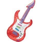 41 Red Electric Guitar Mylar Balloon  