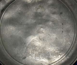 Antique Large 12 Chinese SWATOW Pewter 5 Toed Dragon Tea Serving Tray 