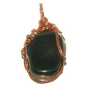  Malachite Pendant 04 Green Tumbled Copper Wire Wrap Stone 