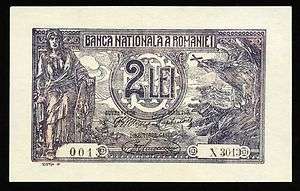 a039 ROMANIA 2 LEU 1920 BANKNOTE P#27 UNC  