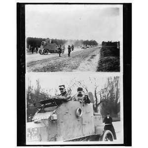  Armored cars on maneuvers ; Two soldiers in armored car 